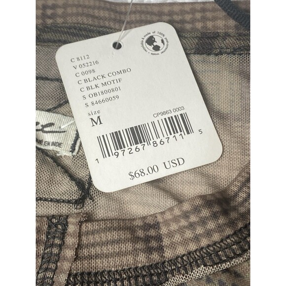 Free People We the Free Back To Business Tee Blouse Top Sheer Ruffle Medium Brow - Picture 12 of 15